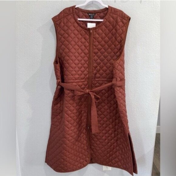 New Athleta Athleisure Quilted Jacket Warm Neutral Featherless Preppy Fall - Picture 3 of 11